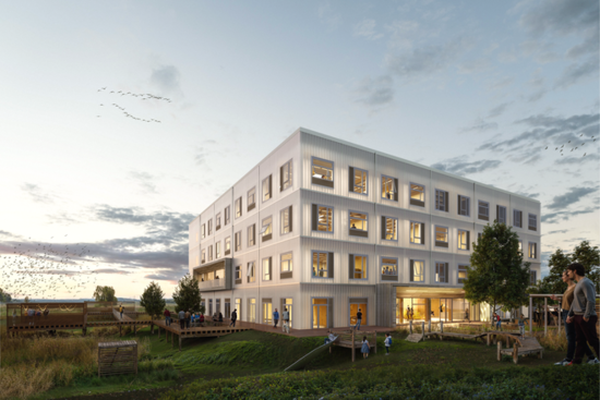 Visualisierung des Gründungszentrums in der Außenansicht | © BIS/Partner und Partner Cradle to Cradle - Ein Blick auf das Gründungszentrum LUNEDELTA in Bremerhaven Autor BIS Bremerhaven | © BIS/Partner und Partner