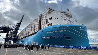 Die Alexandra Maersk als 16.000 TEU-Frachter mit methanolfähigem Antrieb | © Maersk Alternative Treibstoffe im Zukunftstest | © Maersk